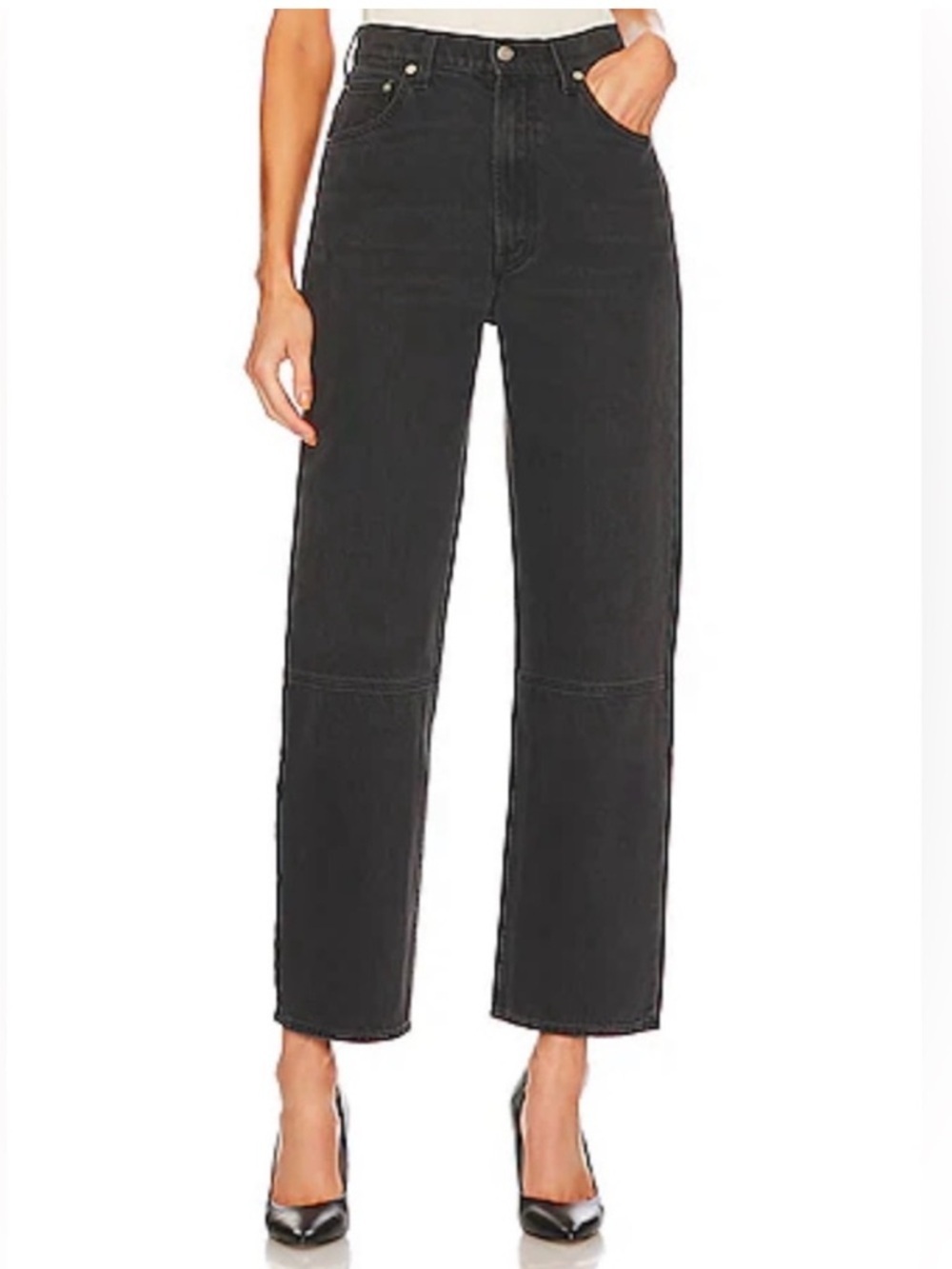 Mother SNACKS! High Waisted Double Stack Seam Ankle Mouthwatering Black Jeans 25